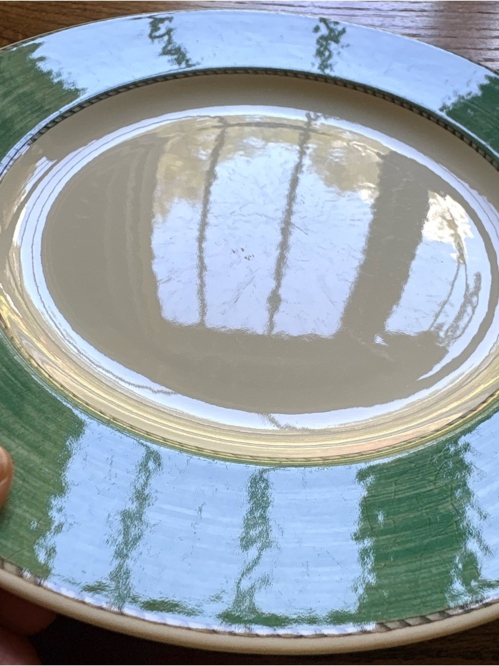 Wedgwood 1997 Sarah’s Garden (2) Green Rim Dinner Plates- Made in England - Picture 7 of 15